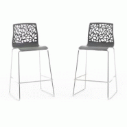 RATTATAN Ensemble de 2 tabourets de bar en polypropylène, pieds en métal, pour bar, restaurant et cuisine, au design moderne et élégant - Anna XL RATTATAN Ensemble de 2 tabourets de bar en polypropylène, pieds en métal, pour bar, restaurant et cuisine, au design moderne et élégant - Anna XL