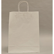 Sac-cadeau kraft blanc poignées torsadées avec bande adhésive 27x11x36cm par 50