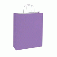 Sac kraft lilas - poignées torsadées - 14x8,5x21cm - par 50