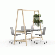 Table multifonctions - pieds bois - plateau HPL Fenix 26 mm - Carbone Wood