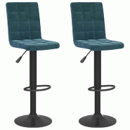 Tabourets de bar lot de 2 bleu velours Modèle Flex Vision Élite - bleu 335767