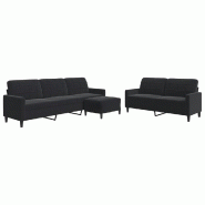 VidaXL Ensemble de canapés 3 pcs avec coussins Noir Velours Modèle Servan - 3278486