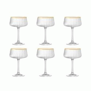 Aulica Coupettes à champagne bord doré 220ml - lot de 6 - transparent 905220 Aulica Coupettes à champagne bord doré 220ml - lot de 6 - transparent 905220