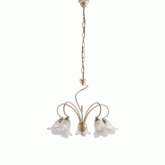 BeLight Lustre Alice ivoire, déco or antique, verre albâtre d.14, 5 lumières d.57 cm, parfait pour salon classique - doré 8050713215057