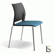 Chaise visiteur ADELA assise tissu - Sokoa - Bleu