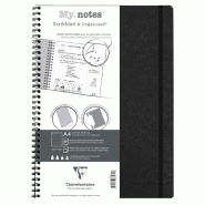 Clairefontaine Lot de 5 Cahier Age Bag My.Notes A4, 120p./60 feuilles marge détachable 90 g/m² reliure intégrale, couv. Coloris noir, dot grid - 33