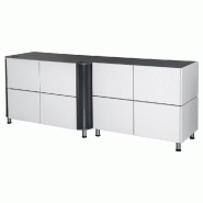 Comptoir MegaBanko avec double extension anthracite et façades blanches 252x70x93cm