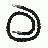 Cordon tressé  avec mousqueton acier - Noir / Chrome