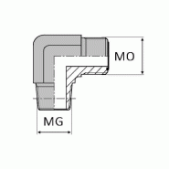 Coude mâle ORFS x mâle gaz conique 90° - 3/4' , 26.44 , 1" , 25.4