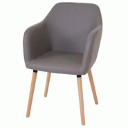 Décoshop26 - Chaise de salle à manger cuisine design rétro en synthétique gris taupe pieds bois clair 04_0002362 - gris 3000274532693 Décoshop26 - Chaise de salle à manger cuisine design rétro en synthétique gris taupe pieds bois clair 04_0002362 - gris 3000274532693