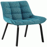 Décoshop26 - Chaise de salle à manger x1 en tissu turquoise généreusement rembourrée piètement en métal noir 10_0007744 - noir métal 3000266281325