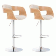 Décoshop26 - Lot de 2 tabourets de bar design scandinave en tissu crème et structure en bois clair 10_0004255 - 3000252009520 Décoshop26 - Lot de 2 tabourets de bar design scandinave en tissu crème et structure en bois clair 10_0004255 - 3000252009520