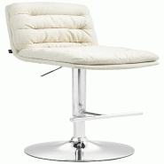 Décoshop26 - Tabouret de bar x1  repose-pieds et dossier assise rembourré en tissu crème et métal chromé 10_0006058 - beige métal 3000265366924