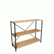 Etagère basse L119xP39xH100cm 3 niveaux Westside Noir mat - tube 20x20mm - bois