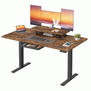 Helloshop26 - Bureau électrique réglable en hauteur 140 x 70 cm support d'écran à montage flexible tiroir port usb-c rappel de 12_0008039 - métal