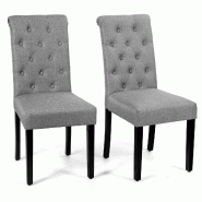 Helloshop26 - Lot de 2 chaises de salle à manger 43 x 61 x 100 cm avec dossier courbé style moderne en lin gris 20_0011784 - gris Bois massif 300022