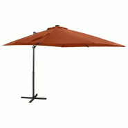 Helloshop26 - Parasol meuble de jardin déporté avec mât et lumières led 250 cm terre cuite 02_0008538 - aluminium 3000455682728