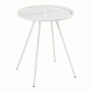 Helloshop26 - Table d'appoint de jardin acier 55 x 42 cm blanc 03_0010902 - blanc Bois massif 3000225470067