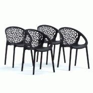 RATTATAN Lot de 4 chaises empilables en polypropylène renforcé de fibre de verre, pour extérieur et jardin,restaurant, cuisine design moderne – A