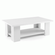 Table Basse en Bois 2 Niveaux COSTWAY, Moderne pour Salon, Table d'Appoint, Charge 125 kg, 90 x 52 x 32 cm, Blanche - blanc Bois manufacturé VH34026IT