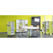 Armoire mobile d'apprentissage multifonctionnelle, adaptable de 1 à 4 hauteurs de dossiers et accessibles sur 3 côtés