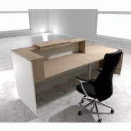 Bureau d'accueil ergonomique et Design Delta - 242, Gauche, Blanc, Oui, Acacia clair_0