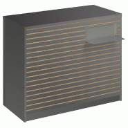 Comptoir Vertigo H T03 nat. Spl.Droit L120cm 2tabl.Couliss.4tab.Amovib.Grisalu