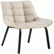 Décoshop26 - Chaise de salle à manger x1 en tissu crème généreusement rembourrée piètement en métal noir 10_0007464 - beige métal 3000266122529
