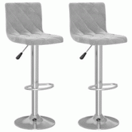 Décoshop26 - Lot de 2 tabourets de bar chaises hautes coutures en losange en velours gris clair cadre en acier DEC029693 - gris 3000257506161 Décoshop26 - Lot de 2 tabourets de bar chaises hautes coutures en losange en velours gris clair cadre en acier DEC029693 - gris 3000257506161