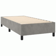 Décoshop26 - Sommier à lattes sur pieds cadre de lit 80x200 cm tissu velours gris clair TDL0207166 - gris 3001169188001