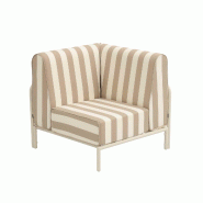 Fauteuil d'angle rayé pour salon de jardin modulable tissu beige - beige aluminium 114806