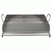 GVK ECO Edelstahl Grillplatte 41cm Grillaufsatz Grillpfanne Pizzaplatte - argenté inox GA-mittel-41cm