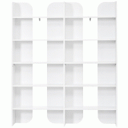 Merax Bibliothèque 135 x 25 x 160 cm, étagère ouverte sur pied avec 5 niveaux, séparateurs et ferrures métalliques, pour salon et bureau, blanc -
