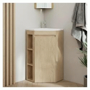 MOB-IN Ensemble meuble sous vasque d'angle sur pieds avec vasque en résine et robinet chromé - marron 3701606511408 MOB-IN Ensemble meuble sous vasque d'angle sur pieds avec vasque en résine et robinet chromé - marron 3701606511408