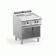 Plancha chrome gaz - 1/2 lisse et 1/2 rainurée sur placard ouvert - FTBG77ALRC_0