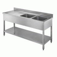 Vaiotec EASYLINE Evier 700 / 2 bacs à droite et égouttoir L:1600 - inox 11272