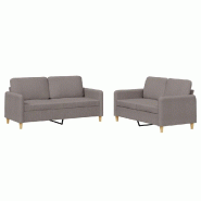 VidaXL Ensemble de canapés 2 pcs avec coussins Taupe Tissu Modèle Atlas Confort - 3202093