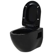 Wc suspendu cÉramique de salle de bains cuvette de toilette noir 02_0003572