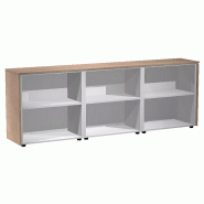 Armoire de rangement ouverte - 3 étagères - L. 243 x P. 43 x H. 81 cm So Flora - Frêne Noir_0