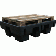 Bac de rétention PE sans caillebotis pour palette 1200 x 800 mm - 230L - noir