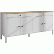 Buffet en aggloméré Frannie Modèle 3 : 4 portes et 2 tiroirs Hanah Home - blanc 8684283786046 Buffet en aggloméré Frannie Modèle 3 : 4 portes et 2 tiroirs Hanah Home - blanc 8684283786046