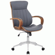 CLP Fauteuil de bureau Melilla en similicuir Noyer / Gris - gris polyester 317168 CLP Fauteuil de bureau Melilla en similicuir Noyer / Gris - gris polyester 317168