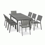 DCB GARDEN Ensemble repas de jardin 8 places en aluminium - DANIA - gris aluminium DANIA-TB210SN+6CH2FT DCB GARDEN Ensemble repas de jardin 8 places en aluminium - DANIA - gris aluminium DANIA-TB210SN+6CH2FT
