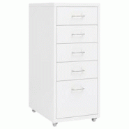 Décoshop26 - Caissons à tiroirs meuble de bureau sur roulettes 5 tiroirs 28 x 41 x 69 cm en métal blanc DEC024569 - blanc 3000254778387 Décoshop26 - Caissons à tiroirs meuble de bureau sur roulettes 5 tiroirs 28 x 41 x 69 cm en métal blanc DEC024569 - blanc 3000254778387