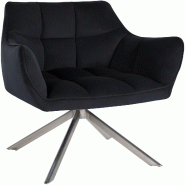 Décoshop26 - Chaise de salle à manger lounge bureau pivotante avec revêtement en velours noir pieds en acier inoxydable BUR10671 - noir inox 300246
