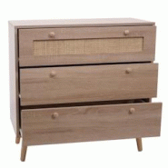 Décoshop26 - Commode avec 3 tiroirs buffet en kubu bois de rotin mélamine 78x80x39 cm aspect chêne 04_0006540 - 3000261814368 Décoshop26 - Commode avec 3 tiroirs buffet en kubu bois de rotin mélamine 78x80x39 cm aspect chêne 04_0006540 - 3000261814368