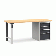 Établi plateau bois L.2000 mm avec bloc 5 tiroirs NOVALP