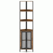 Helloshop26 - Étagère d'angle 32 x 32 x 170 cm 4 niveaux réglables support pour plantes style industriel en métal marron rustique 20_0018386 - mar