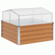 Helloshop26 - Jardinière avec serre style industriel extérieur 100 x 100 x 77 cm toit ouvrable et résistant aux intempéries en acier 02_0059059 -