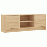Helloshop26 - Meuble TV moderne pratique avec grand espace de rangement 102 x 30 x 37 cm en bois d'ingénierie chêne sonoma 02_0048483 - Bois massif